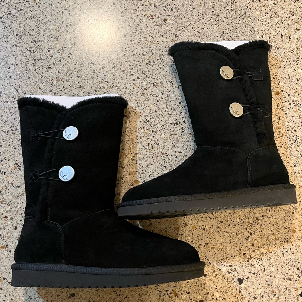 Koolaburra Black Suede Button-Detail Boots